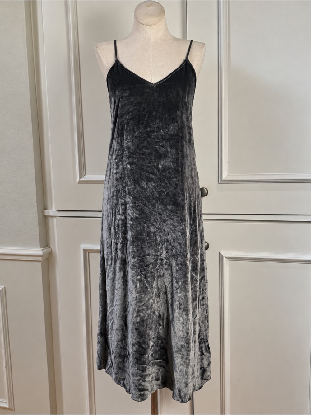 ATM Grey Velvet Slip Dress - XS